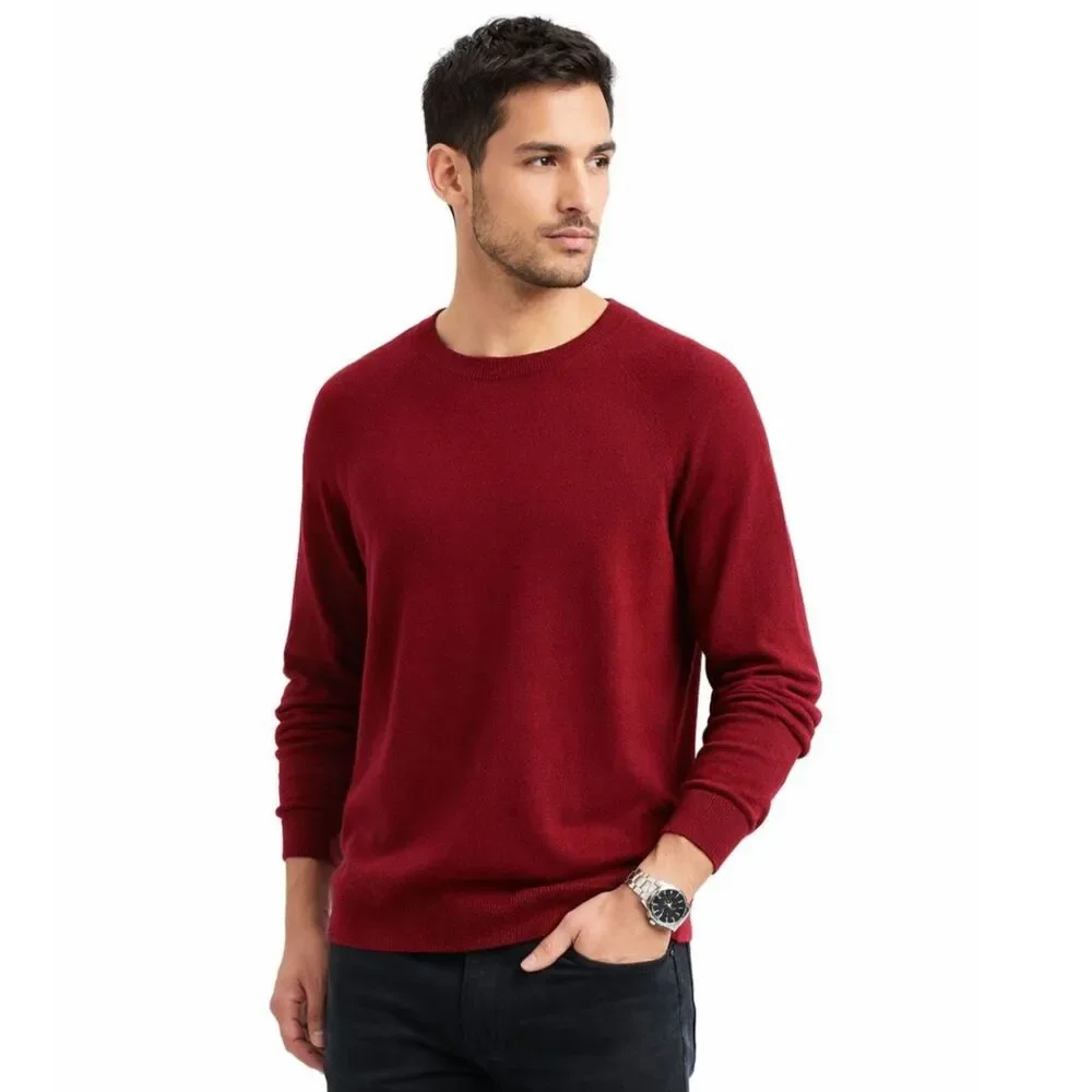 Banana Republic Cashmere Silk Blend Sweater Men's Size L Red Minimalist